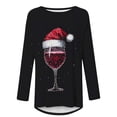 thumbnail image 4 of AGWOLF Womens Christmas Shirts Bling Wine Glass Graphic Tunic Tops Loose Long Sleeve Xmas T-shirts Casual Festive Sweatshrits, 4 of 5