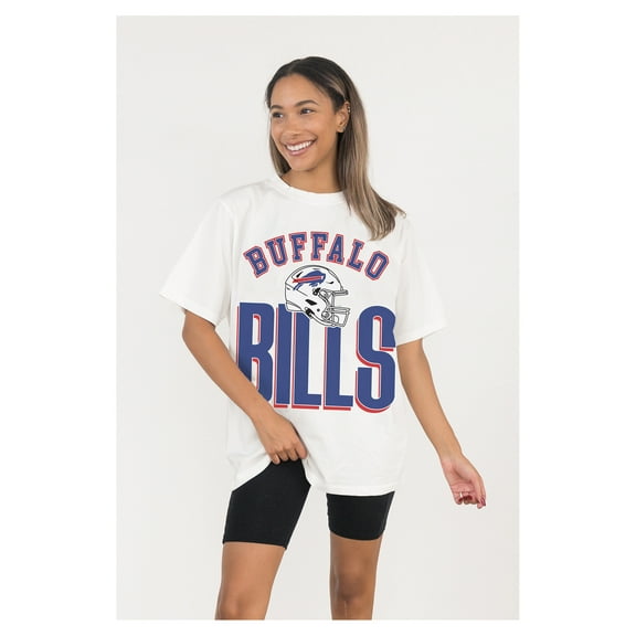 Women's Gameday Couture  White Buffalo Bills Oversized Classic Fierce Focus T-Shirt