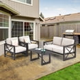 thumbnail image 2 of Gymax 2PCS Patio Loveseat & Table Set Cushioned Outdoor Conversation Furniture Set, 2 of 6