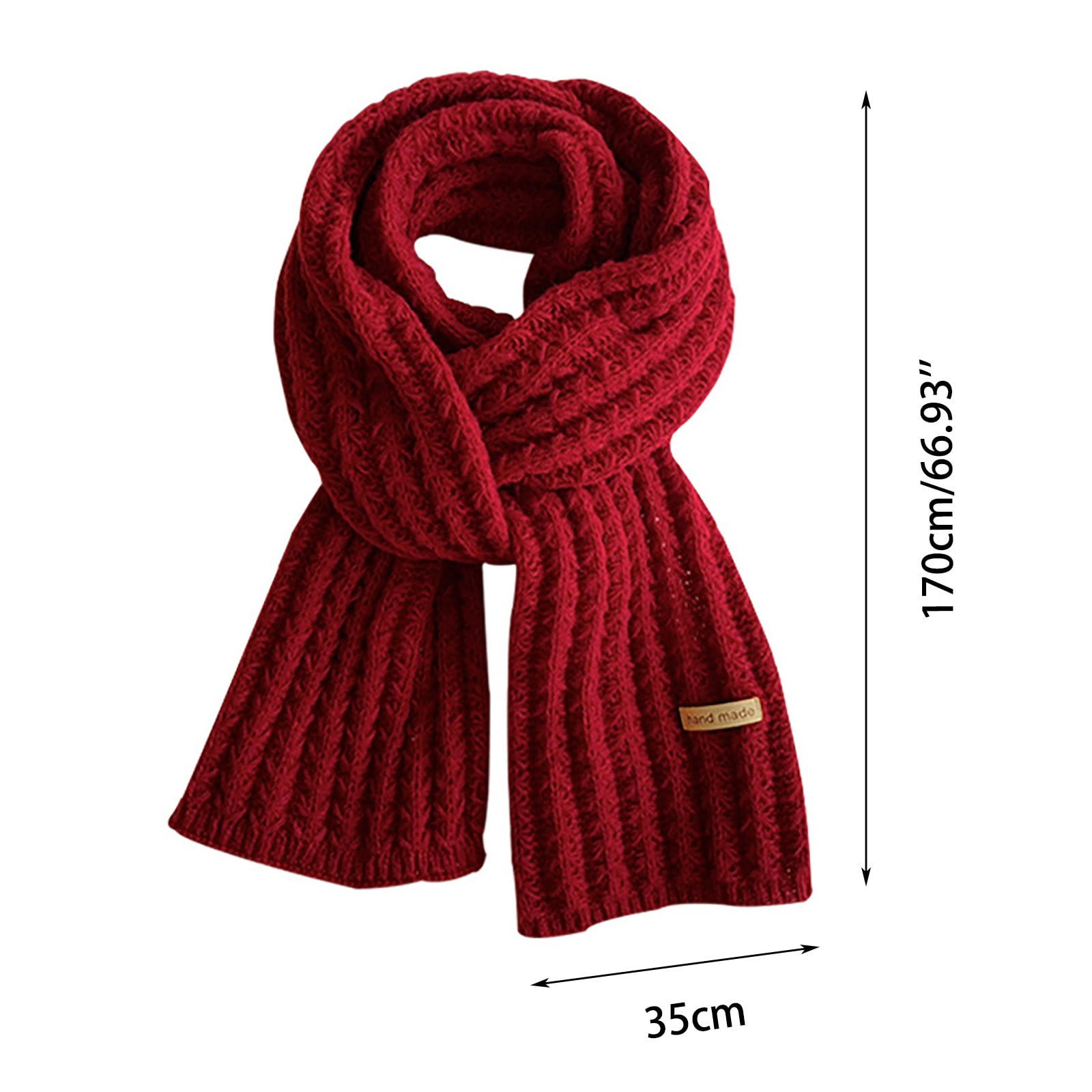 Red Scarf 2022 Women's New Year Red Fashion Winter Knitting Wool