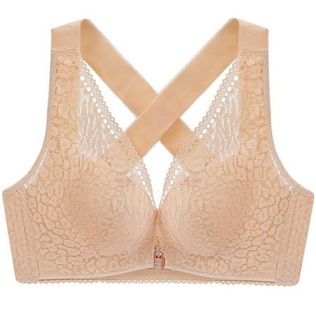 

RPVATI Womens Padded Bras Underwire Crisscross Back Yoga Front Closure Bra Comfort Push Up Full Coverage Bra