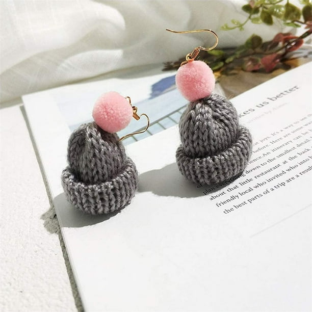 Knitted Earrings Cute Unique Christmas Hats Hook Earrings Classic Temperament Women Funny Acessories for Festival Party