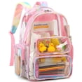 thumbnail image 1 of Mochila transparente CAMTOP, PVC transparente y resistente, rosa y amarillo, 1 of 9