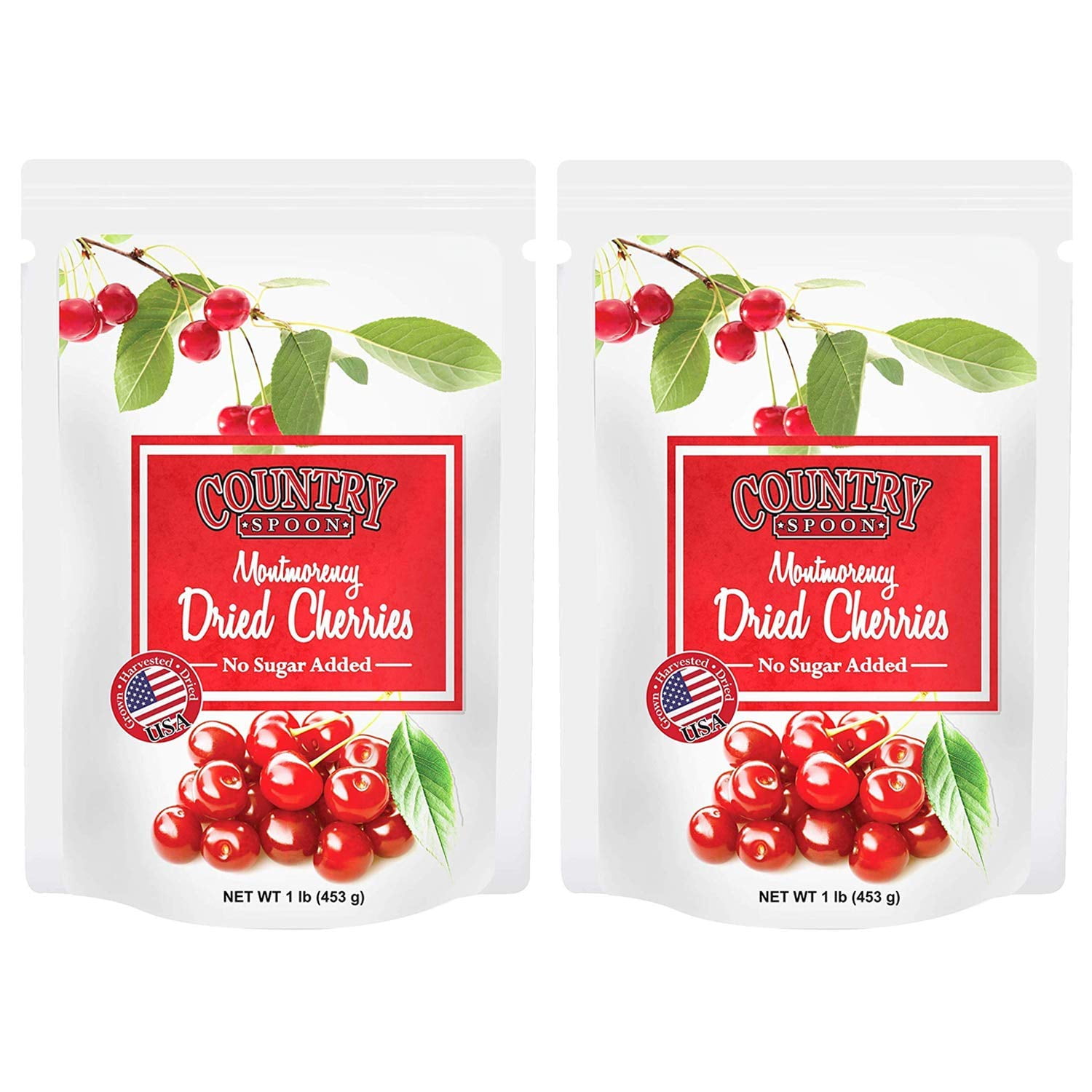 No Sugar Added Dried Tart Montmorency Cherries by Country Spoon (1 lb. 2 Pack)