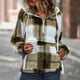 thumbnail image 2 of Sudaderas con capucha para mujer con cremallera y cuello en V con cordón patrón geométrico colores vivos sudadera con capucha para mujer para viajes de oficina calle caqui M, 2 of 6