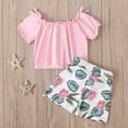 thumbnail image 4 of IROINNID Toddler Girl's Bow Ruffle Tops Floral Print Shorts Outfits Set, 4 of 9