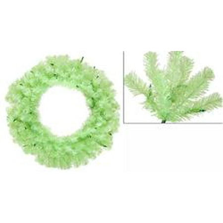 - 36 Pre-Lit Chartreuse Green Wide Cut Artificial Christmas Wreath - Green Lights
