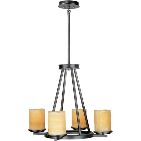 - Chandeliers 4 Light Bulb Fixture With Rustic Ebony Finish Steel Material Medium Bulbs 24 inch 400 Watts
