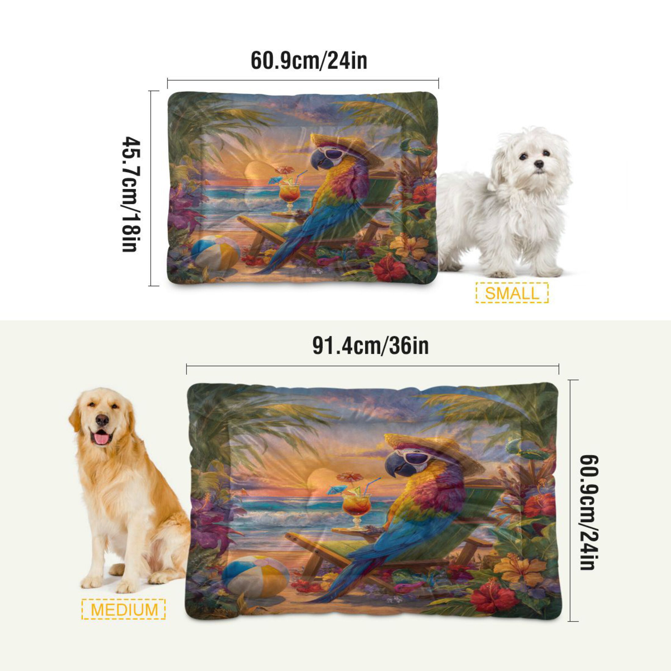 Qxltty Beach Parrot Ped Pad Wear-resistant and Hard to Bite Through Sleeping Pad for Small Medium Large Dogs Winter Pet Bed 36×24in