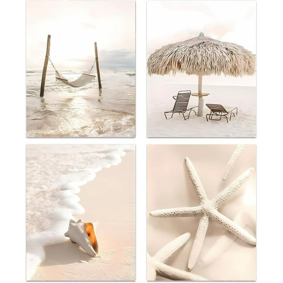 Room Wall Decor, Set of 6 Summer Beach Wall Art Prints, Hawaii Surfboard Wall Decor, for Retro Aesthetic Living Room, Bedroom Wall Decor, 8x10in, Unframed