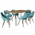 thumbnail image 2 of Simpli Home Malden Modern Industrial IV 7 Pc Dining Set with 6 Upholstered Bentwood Dining Chairs in Turquoise Blue, 2 of 12