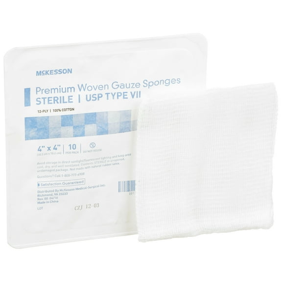 McKesson Gauze Sponges First Aid Supplies, Woven Wound Care Pad - 4 in x 4 in, 10 per Pack, 128 Packs, 1280 Total