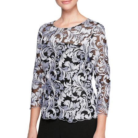 Alex Evenings Sleeveless - Embroidered Illusion Top
