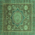 thumbnail image 1 of Ahgly Company Machine Washable Indoor Square Abstract Turquoise Blue Modern Area Rugs, 5' Square, 1 of 4