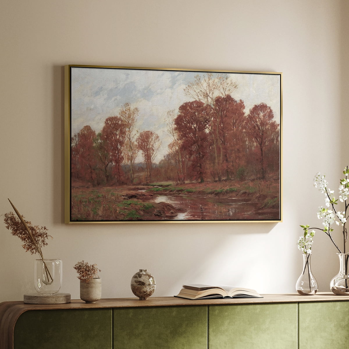 Vintage Landscape-CCCXXXIV By Wexford Home Framed in Gold Wood Gallery Wrapped Canvas 27 in. x 41 in.