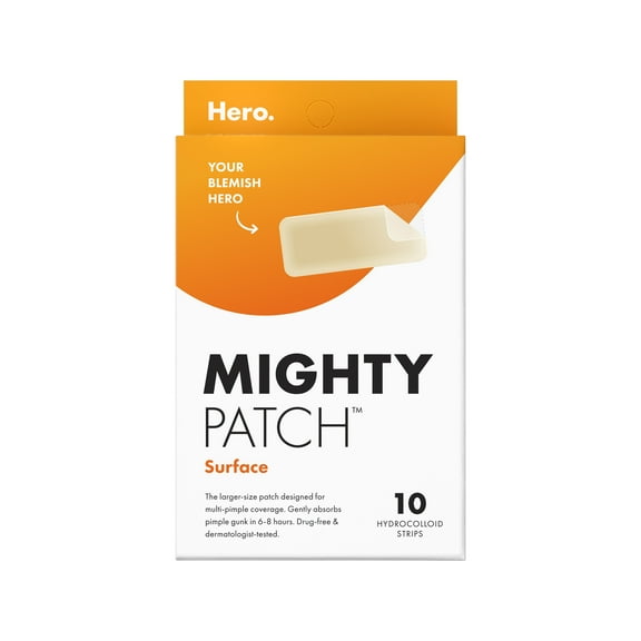 Hero Cosmetics Mighty Patch Surface, Multi-Blemish Hydrocolloid Acne Pimple Patch, 10 count
