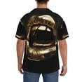 thumbnail image 3 of Honeii Golden Lips Modern Sculpture for Men's Short-Sleeved Button-Up Collared Shirt Featuring A Pocket, Perfect for Beach Vacations, And Travel Adventures.-4X-Large, 3 of 5