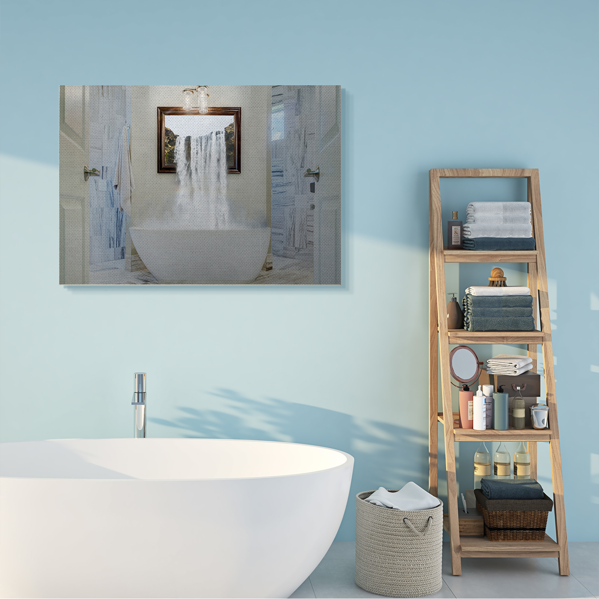 Stupell Home Décor Bathtub Waterfall Abstract Bathroom Photograph Canvas Wall Art by Milli Villa