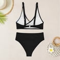thumbnail image 5 of PEASKJP Bathing Suit for Women Two Piece Plus Size High Waisted Modest Floral Bikini Swimsuit Set Black XL, 5 of 5