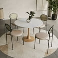 thumbnail image 2 of LeisureMod Modern 35" Round Dining Table with MDF Top and Wood Transfer Steel Pedestal Base in Natural Finish, 2 of 9