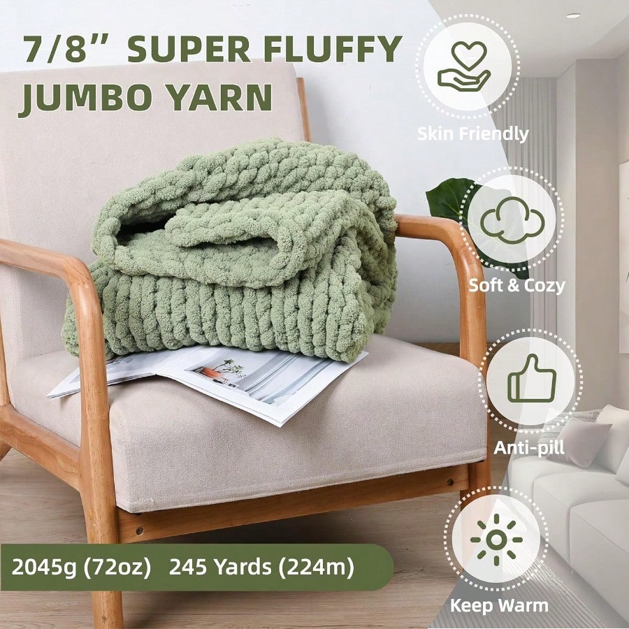 Chunky Yarn for Hand Knitting 8 Packs Chunky Chenille Yarn for Crocheting Bulky Thick Fluffy Yarns for Knitting er Bulky Blanket Yarns for Handcrafts 2045g 72oz 245 Yards (224m)