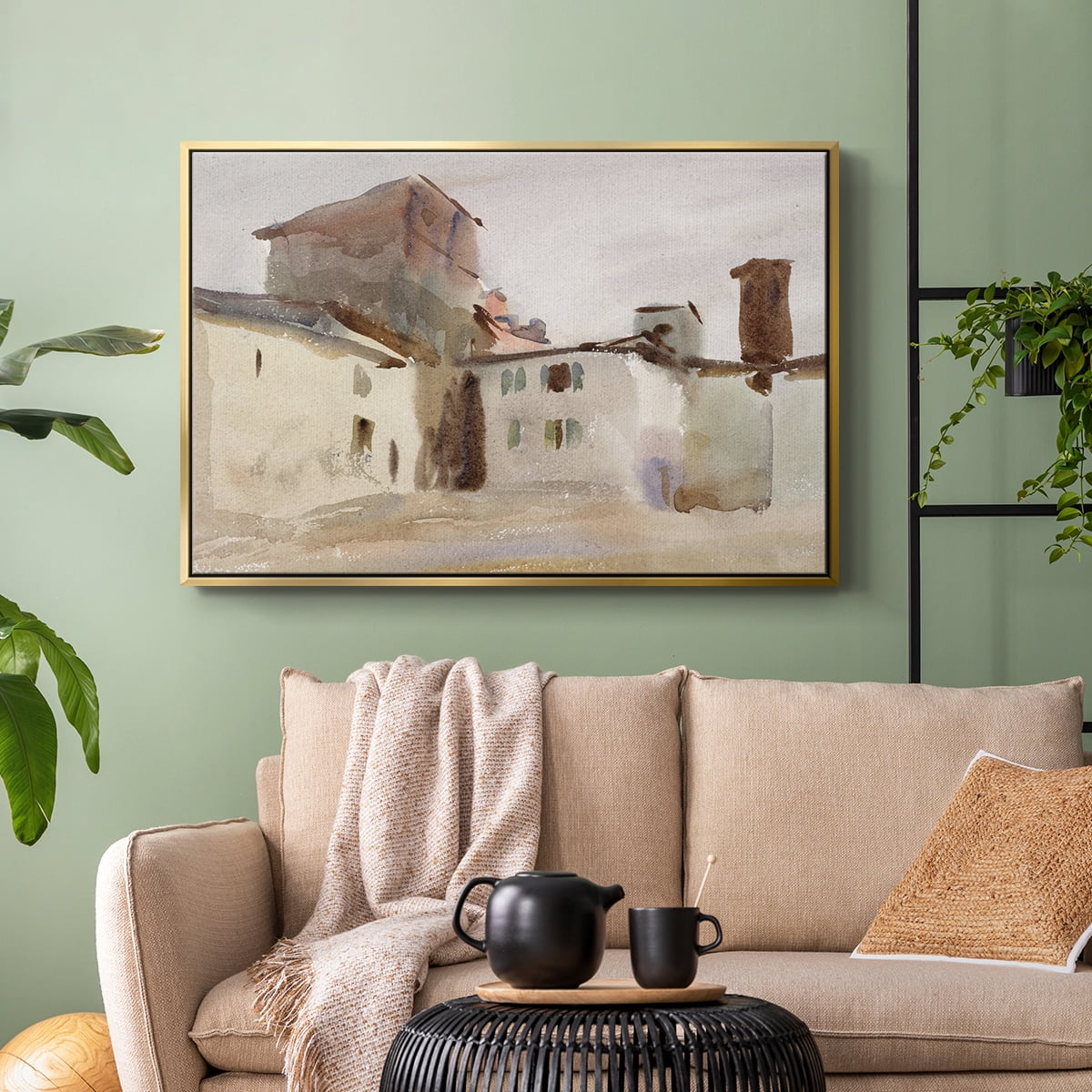 Vintage Landscape-M By Wexford Home Framed in Gold Wood Gallery Wrapped Canvas 27 in. x 41 in.