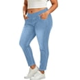 thumbnail image 2 of Plus Size Skinny Jeans for Women Crossover Elastic Stretch Waist Skinny Full Length Denim Pants with Pockets High Waisted Stretchy Denim Pants, 2 of 6