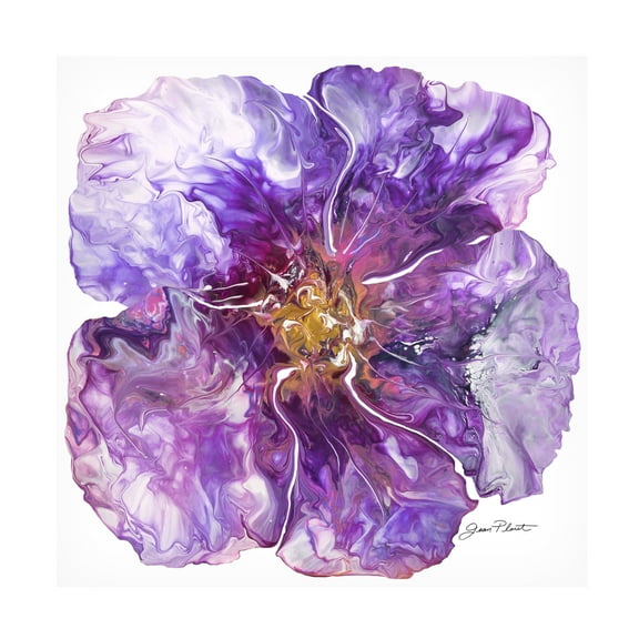 Canvas Wall Art - Jean Plout 'Floral Acrylic Pouring B' Wall Art for Living Room, Bedroom, or Office Décor by Trademark Fine Art - 14 x 14 Inches