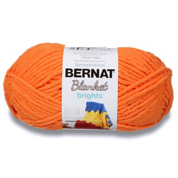 Bernat Blanket Brights Yarn, Carrot Orange, 10.5oz(300g), Polyester