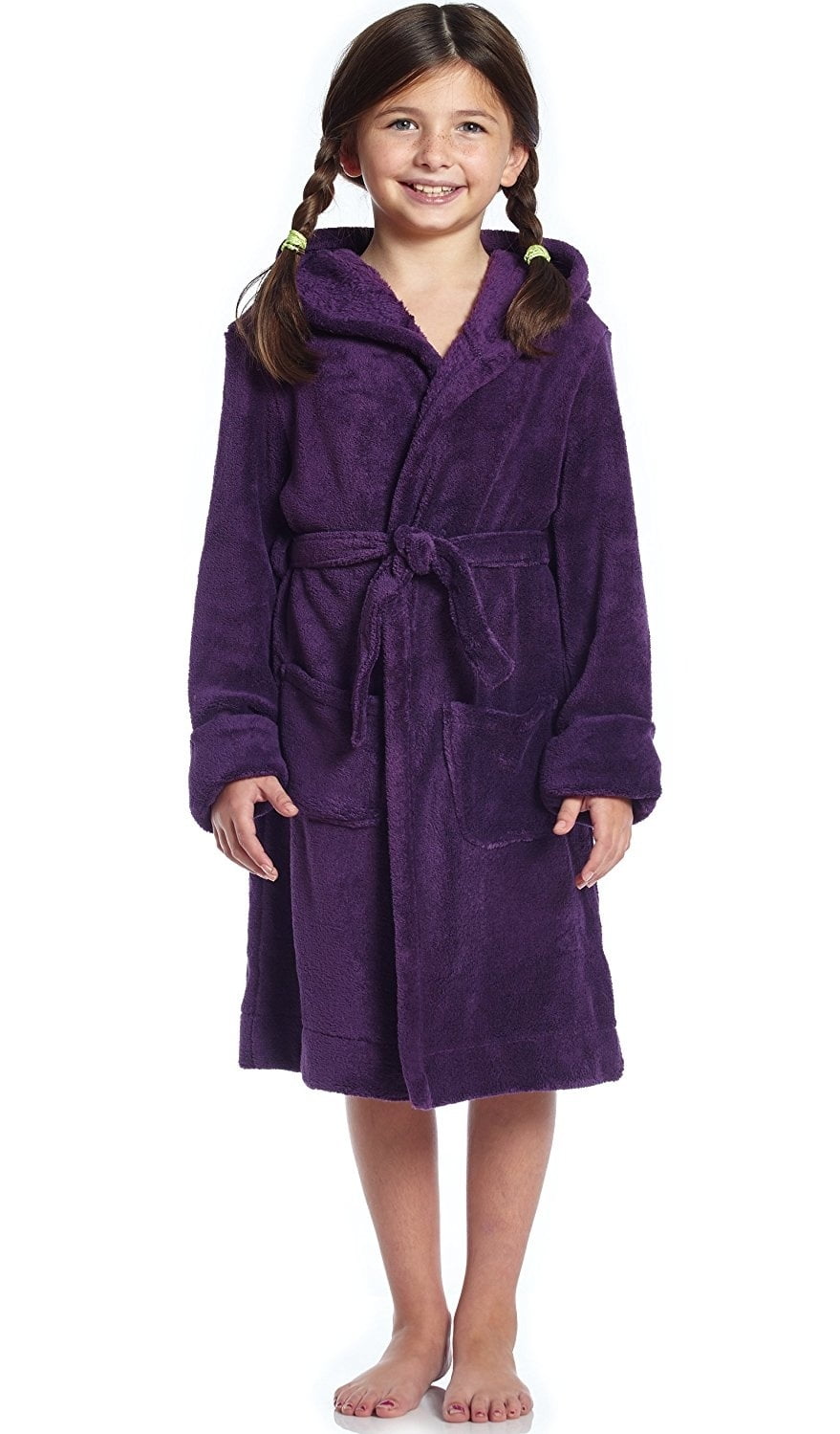 Leveret Kids Fleece Sleep Hooded Robe Purple Size 2 Years