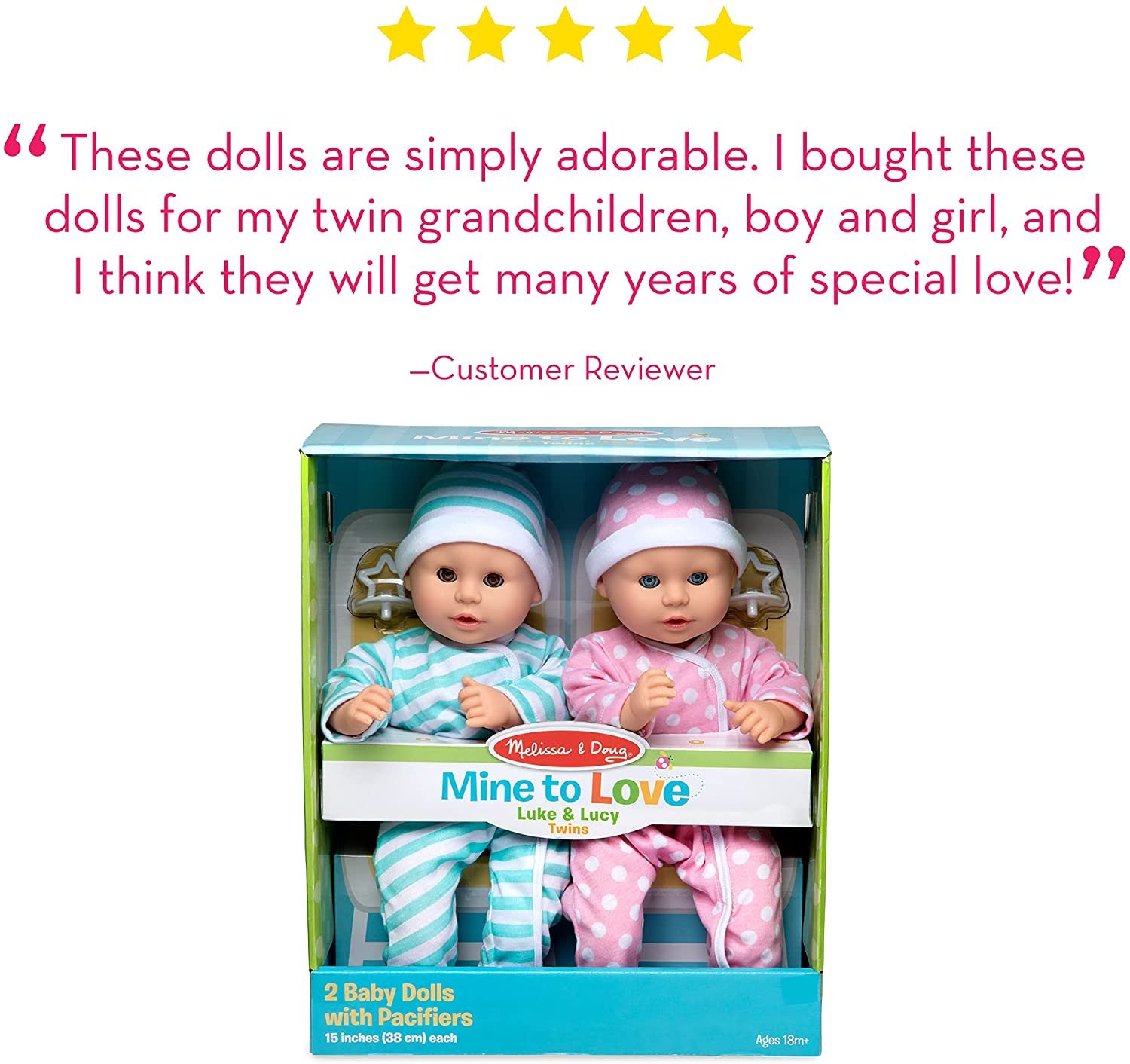 Melissa & Doug Mine to Love Twins Luke & Lucy Baby Dolls photo 4
