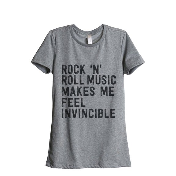 Thread Tank Rock N Roll Music Women's Relaxed Crewneck T-Shirt Tee Heather Grey Small