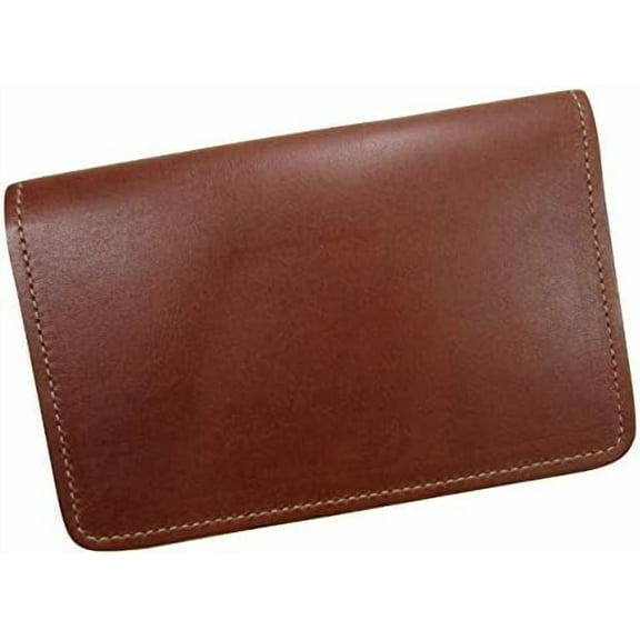 Genuine Leather Top Stub Checkbook Cover USA Made, Saddle Brown