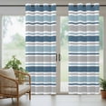 thumbnail image 5 of Outdoor Curtains for Patio Waterproof, Blue Grey Striped Outdoor Privacy Panels Grommet, Farmhouse Stripes Modern Abstract Art Blackout Outside Curtains for Porch/Cabana 54"x95", 2 Panels, 5 of 8