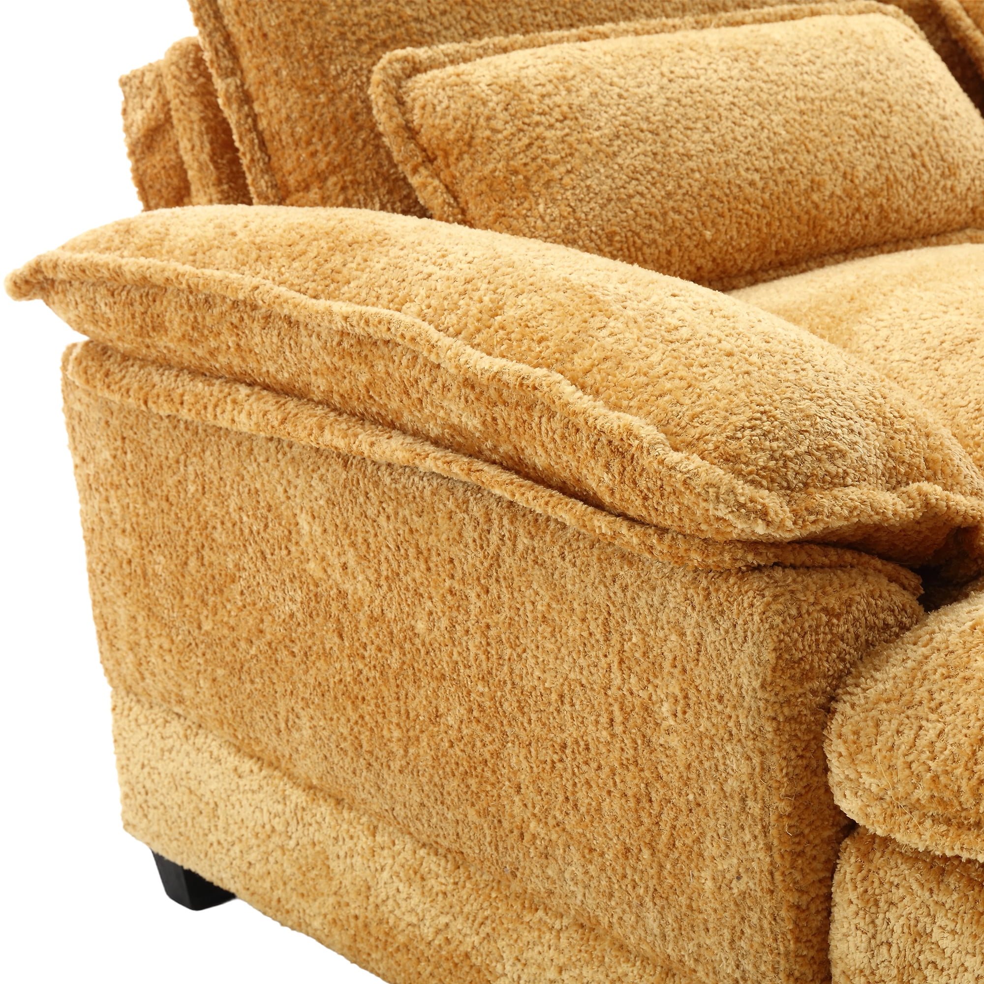 Aukfa 110" Sectional Sofa Overstuffed U shape Couch for Living Room, 4 Lumbar Pillow, Boucle, Mustard