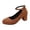 Brown, variant on Women's Mary Jane Pumps Platform Round Toe Dress Shoes with Suede Buckle Strap Comfortable High Heels for Evening Party Red Size 7.5