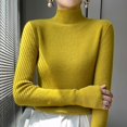 thumbnail image 4 of TRUBKH Fall Sweaters for Women Turtleneck Sweater Long Sleeve Fall Casual Sweater Slim Fit Knit Tops for Women Lightweight Sweaters for Women Womens Thermal Tops Outfits for Women Yellow L, 4 of 5