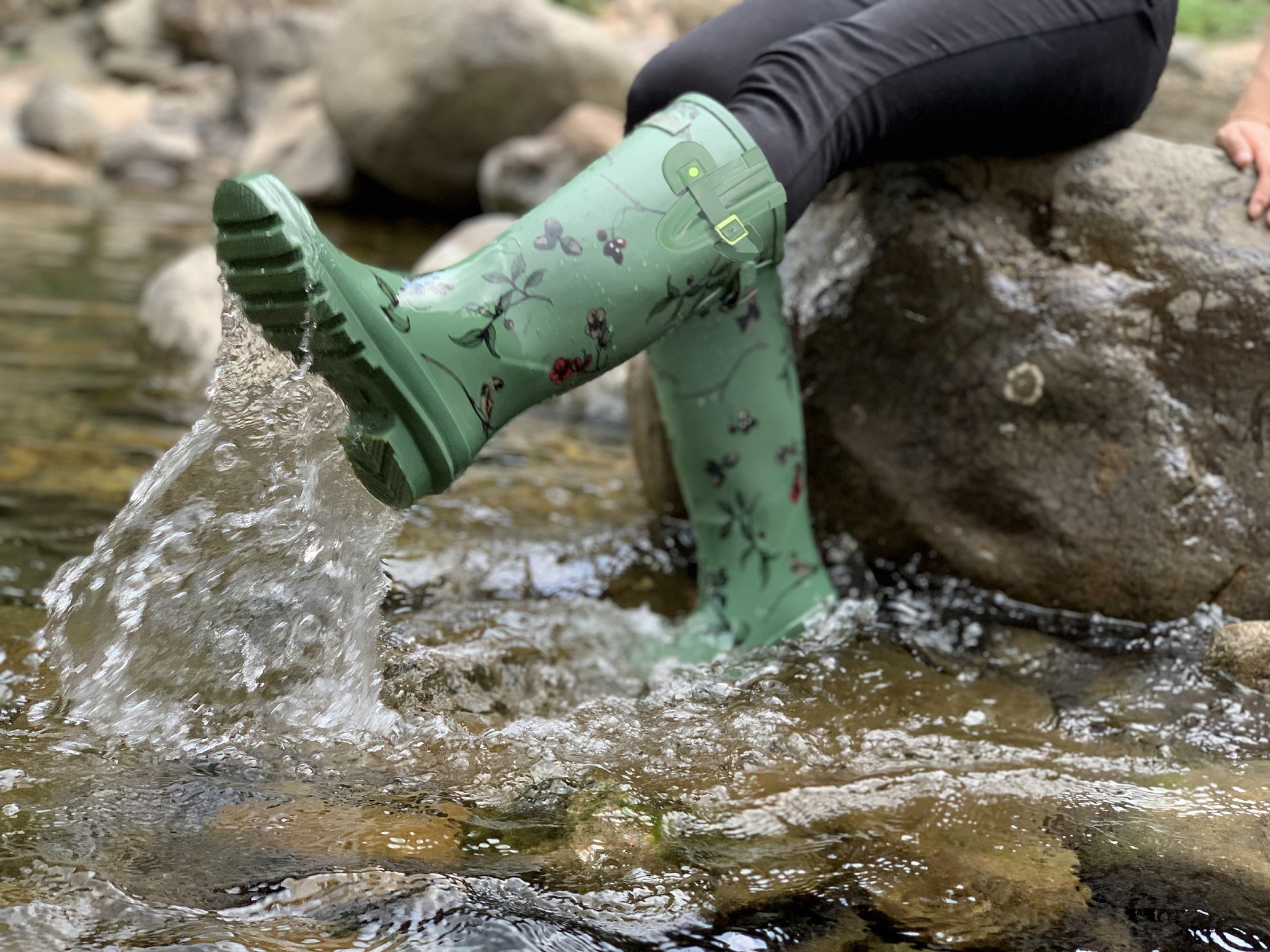 Rongee Rain Boots for Women Waterproof Outdoor Garden Shoes Bird Tree Printed 8 (B(M) US)