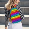 thumbnail image 5 of Disketp Bright Rainbow print Canvas Backpack Lightweight Travel Daypack Student Rucksack Laptop Backpack-Small, 5 of 5