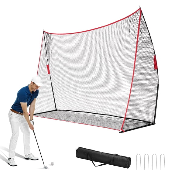EDX Golf Practice Driving Range with Target, 10x7 ft & 7x7 ft for Indoor Outdoor Training, Red