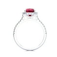 thumbnail image 3 of SuperJeweler 2 Carat Cushion Cut Created Ruby and Halo Diamond Ring In Sterling Silver For Women, 3 of 5