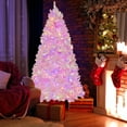 thumbnail image 4 of Patiojoy 7FT Pink Artificial Christmas Tree Pre-lit Hinged Snow Flocked Xmas Tree with 1200 Branch Tips 8 Lighting Modes, 4 of 10