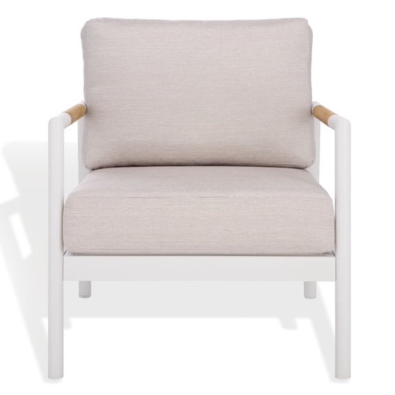 Safavieh Couture Chryssa Coastal Aluminum Patio Chair, White/Beige