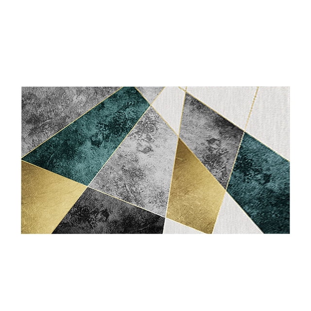 Geometric Low-Pile Area Rug - Microfiber Washable Floor Carpet for Living Room & Bedroom