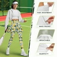 thumbnail image 6 of COEQINE Ruffle Pleated Tennis Skirted Legging for Women with Pockets Lemon and White Floral Print Fashion Breathable Golf Pickleball Leggings High Waist Tennis Skirts, M, 6 of 7