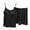 Black, variant on CAIVO Women's Homewear Summer Pajamas Set 2 Piece Casual Soft Sleeveless O-Neck Spaghetti Strap Camis Tops With Shorts Solid Color Sleepwear