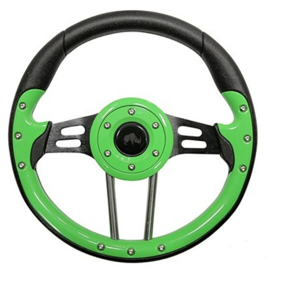 Golf Cart Steering Wheel Lime Green Grip with Black Spokes 13