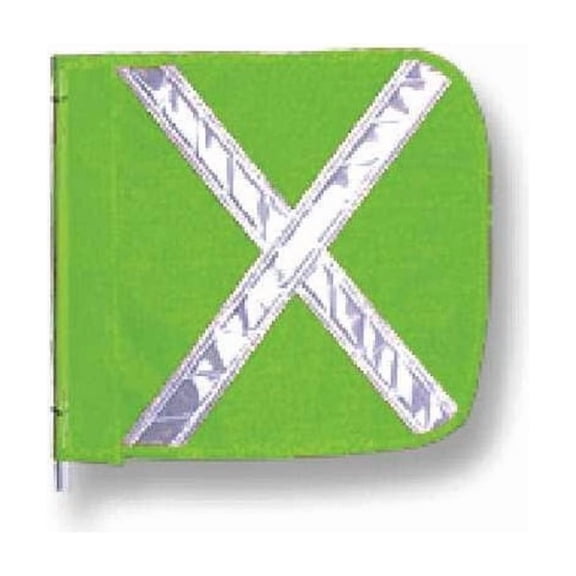 Warning Whip Flag Reflexite X, Green, Nylon Mesh, Mounting Clip