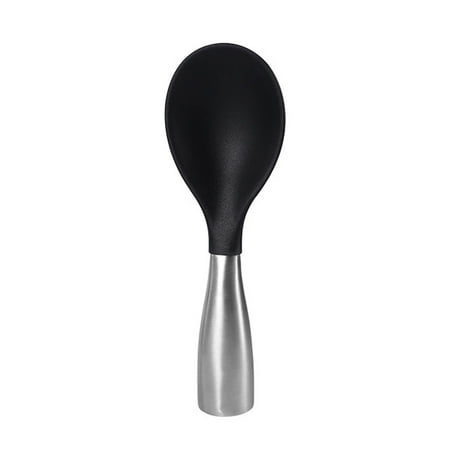 

Fusipu Standing Design Round Edge Rice Spoon Stainless Steel Sturdy Heat-resistant Rice Paddle for Home