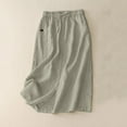 thumbnail image 2 of Byworldtasic Womens Plus Size Skirts Women Cotton Linen Skirt Summer Drawstring Waist Plain Long Maxi Retro Casual Layered Linen Skort, 2 of 8